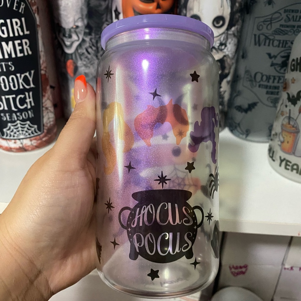 Halloween Hocus-pocus 16oz color changing glass cup